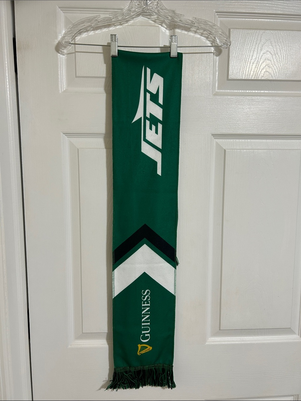 Guinness Green Jets Chevron Scarf with White and Black Accents